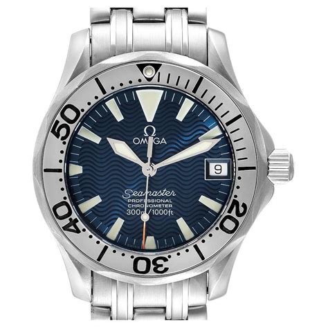 omega seamaster blue dial silver bezel